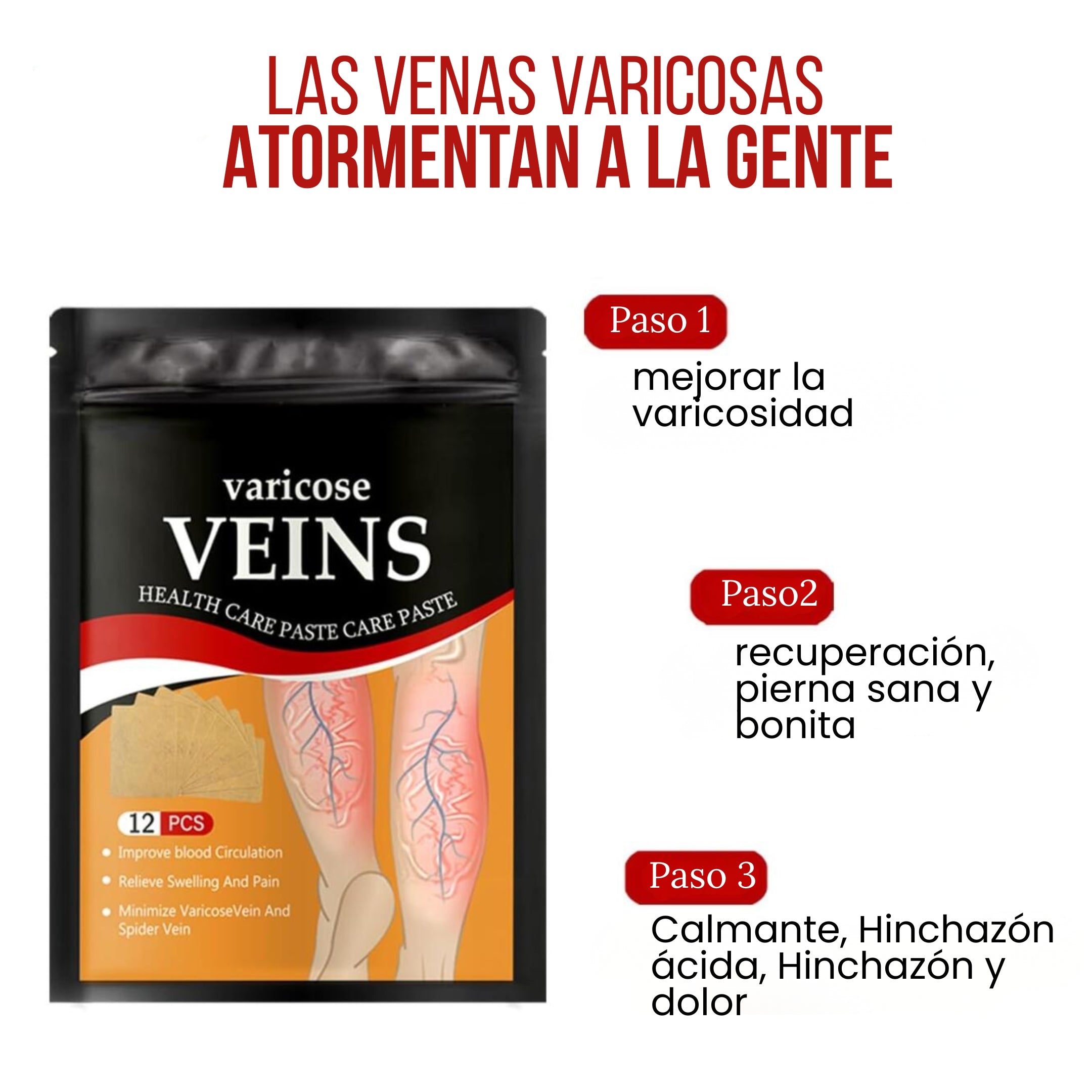 Mejora las venas varicosas y Dile adiós al dolor con nuestros Parches (36 Parches por Unidad)